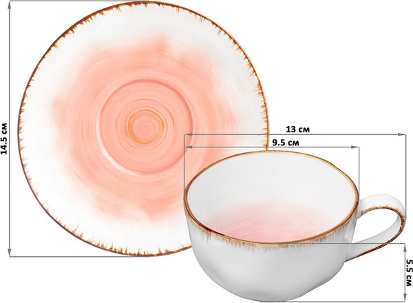 Изображение товара Чашка с блюдцем Elan Gallery Кантри / 760101 (коралловый)