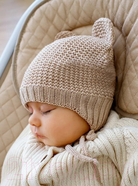 Изображение товара Шапочка для малышей Amarobaby Pure Love Teddy / AB-OD22-PLTe16/03-44 (бежевый, р.44-46)