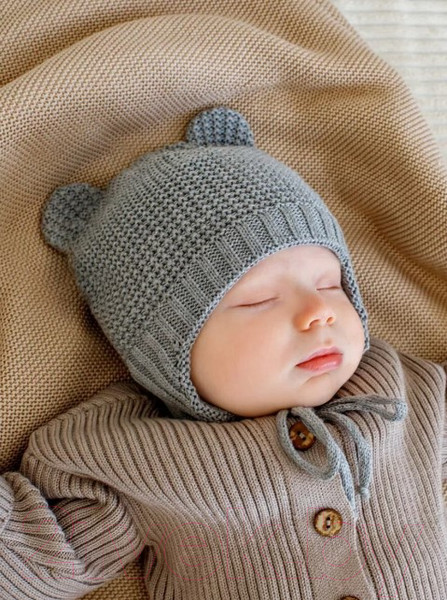 Изображение товара Шапочка для малышей Amarobaby Pure Love Teddy / AB-OD22-PLTe16/11-42 (серый, р.42-44)