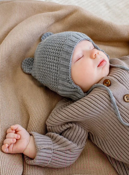 Изображение товара Шапочка для малышей Amarobaby Pure Love Teddy / AB-OD22-PLTe16/11-42 (серый, р.42-44)