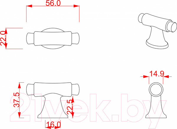 Изображение товара Ручка для мебели Cebi A4117 МР24 (16мм, черный)
