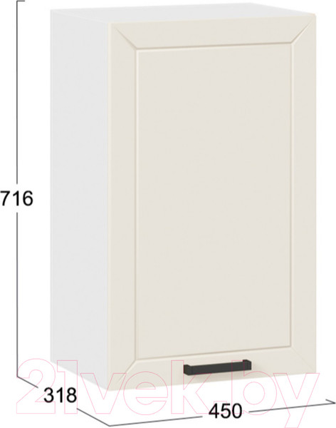 Изображение товара Шкаф навесной для кухни ТриЯ Лорас 1В45 (белый/холст брюле)