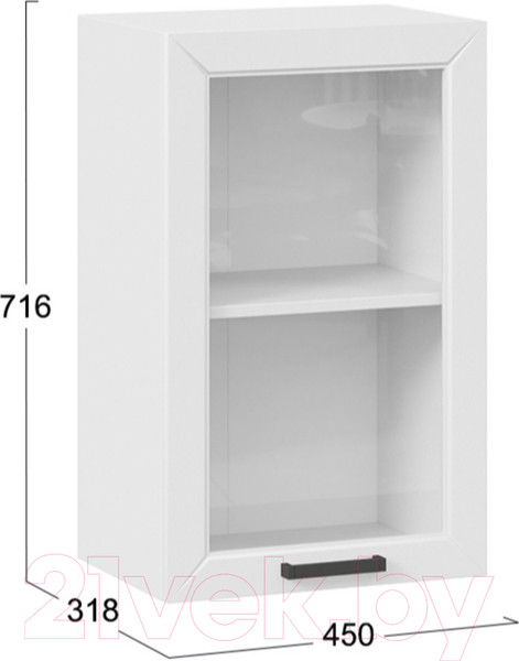 Изображение товара Шкаф навесной для кухни ТриЯ Лорас 1В45С (белый/холст белый)