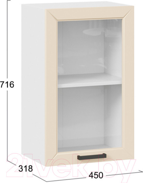 Изображение товара Шкаф навесной для кухни ТриЯ Лорас 1В45С (белый/холст брюле)