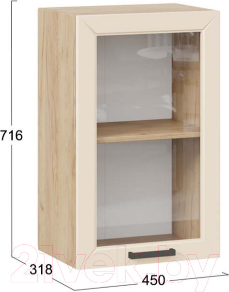 Изображение товара Шкаф навесной для кухни ТриЯ Лорас 1В45С (дуб крафт золотой/холст брюле)