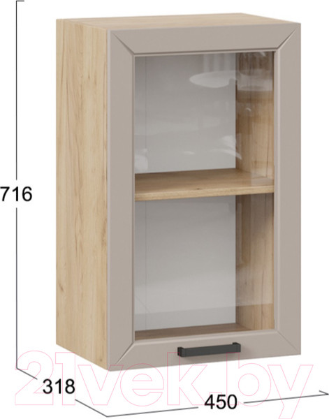 Изображение товара Шкаф навесной для кухни ТриЯ Лорас 1В45С (дуб крафт золотой/холст латте)