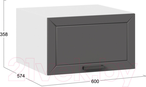 Изображение товара Шкаф навесной для кухни ТриЯ Лорас 1В6ГП (белый/холст вулкан)