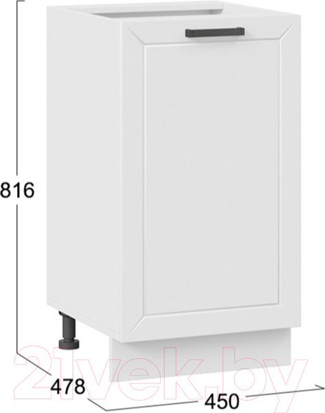 Изображение товара Шкаф-стол кухонный ТриЯ Лорас 1Н45 (белый/холст белый)