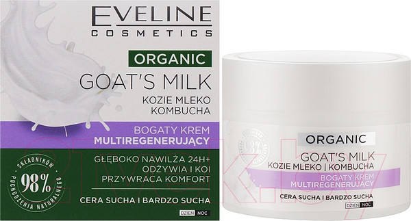 Изображение товара Крем для лица Eveline Cosmetics Organic Goat`S Milk Богатый мультирегенерирующий (50мл)