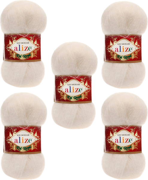 Изображение товара Набор пряжи для вязания Alize Kid Royal 62% мохер, 38% полиамид / 62 (500м, молочный, 5 мотков)