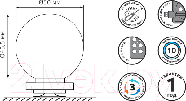 Изображение товара Подсветка для картин и зеркал Gauss Makeup LED MK001