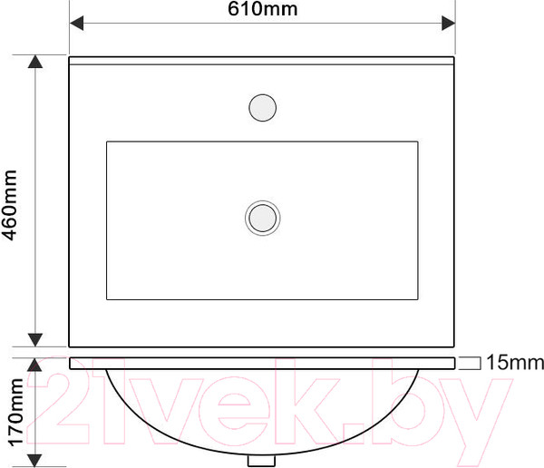 Изображение товара Тумба с умывальником ЗОВ Монови 60 / M60LW0LW-OL60 (белый)
