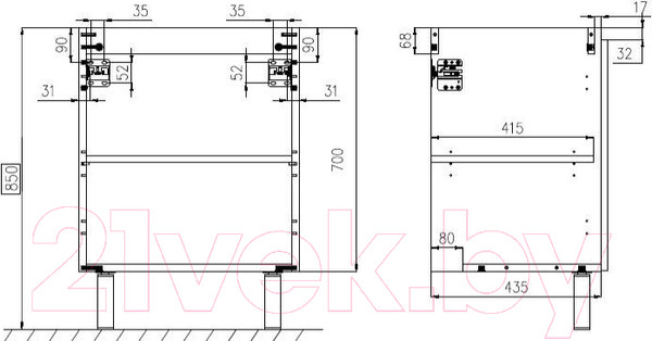 Изображение товара Тумба с умывальником ЗОВ Монови 80 / M80LA0LAS-OL80 (аттик)