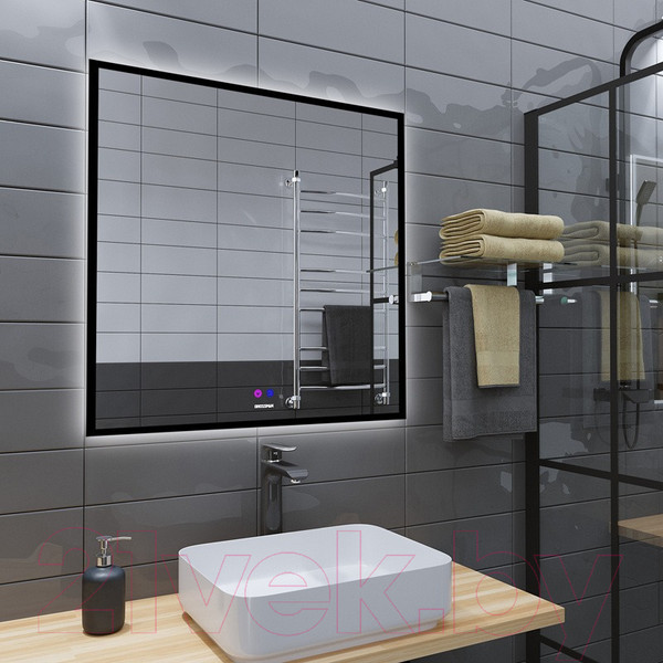 Изображение товара Зеркало Grossman Pragma-норма Black LED / 1880802 (с сенсорным выключателем и подогревом)