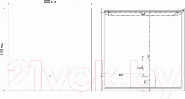 Изображение товара Зеркало Grossman Pragma-норма Black LED / 1880802 (с сенсорным выключателем и подогревом)