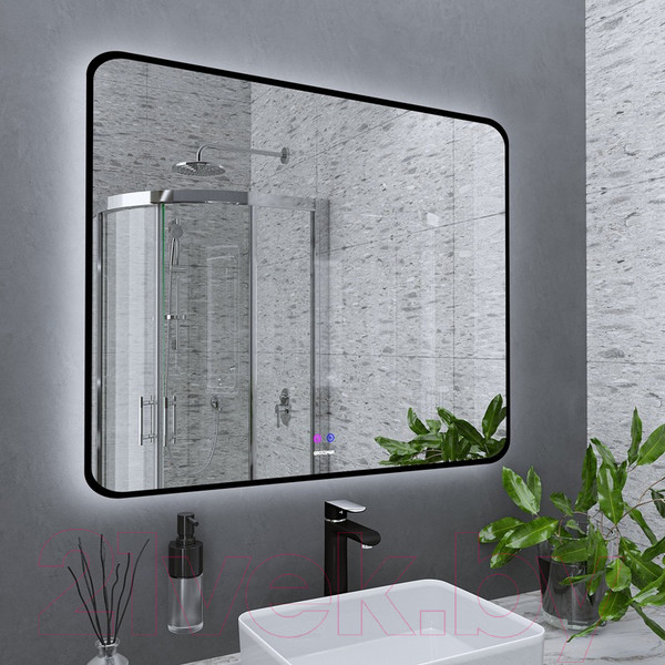 Изображение товара Зеркало Grossman Elegans-норма Black LED / 1790802 (с сенсорным выключателем и подогревом)