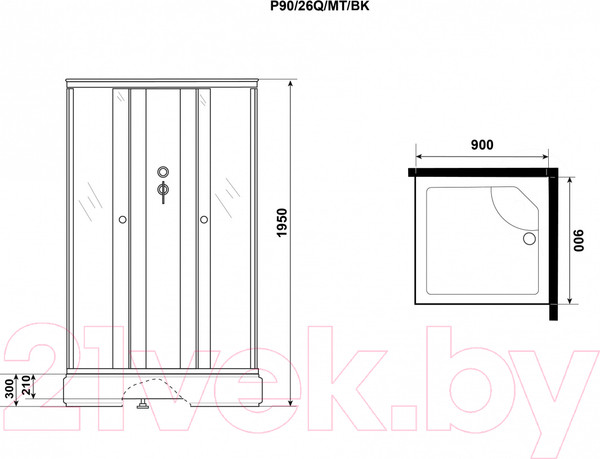 Изображение товара Душевая кабина Niagara Promo P90/26Q/MT/BK 90x90x195