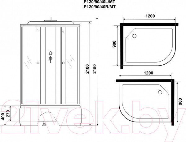 Изображение товара Душевая кабина Niagara Promo P120/90/40L/MT 120x90x215