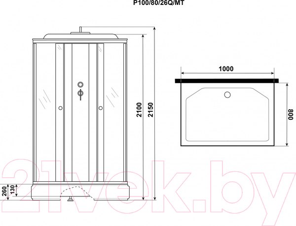 Изображение товара Душевая кабина Niagara Promo P100/80/26Q/MT 100x80x215