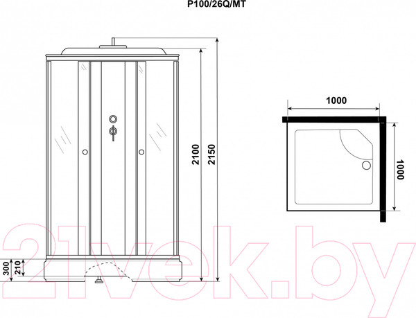 Изображение товара Душевая кабина Niagara Promo P100/26Q/MT 100x100x215