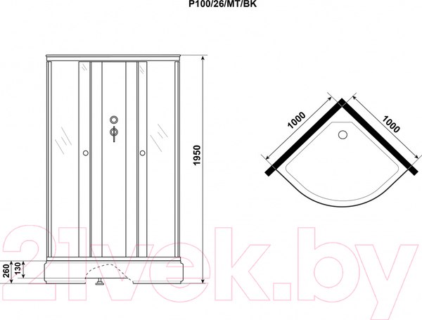 Изображение товара Душевая кабина Niagara Promo P100/26/MT/BK 100x100x195