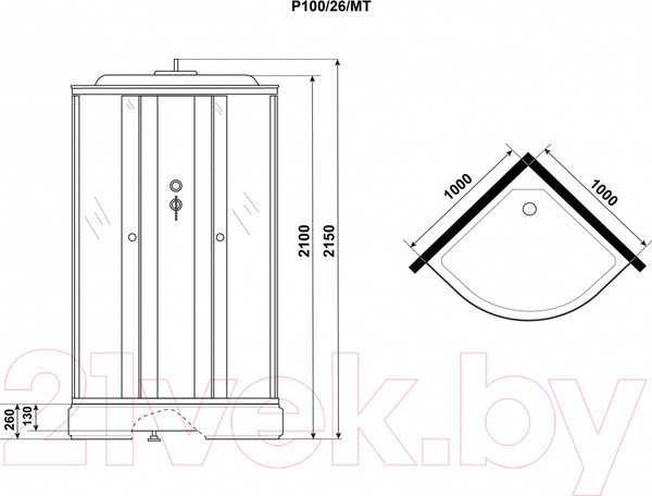 Изображение товара Душевая кабина Niagara Promo P100/26/MT 100x100x215