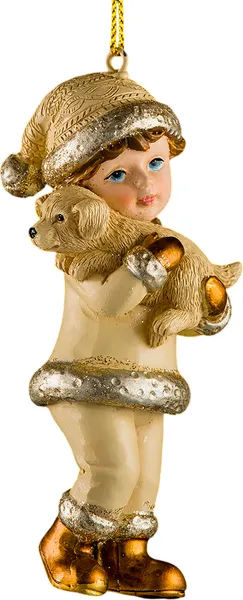 Изображение товара Елочная игрушка Erich Krause Decor Мальчик с собачкой золотой / 56462