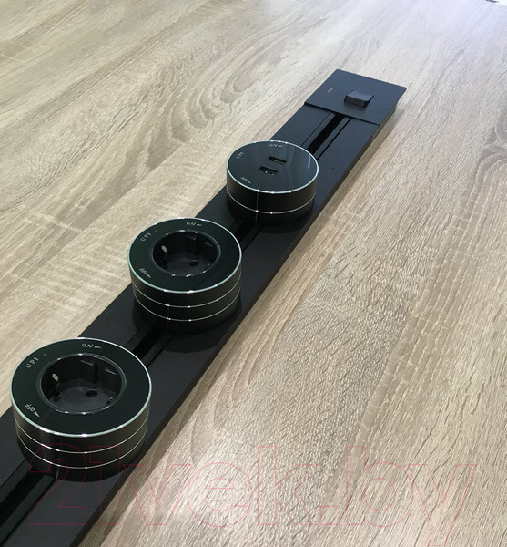 Изображение товара Трековая розетка Track socket Шинопровод 60см + 2 Евро розетки + 1 USB розетка (черный)