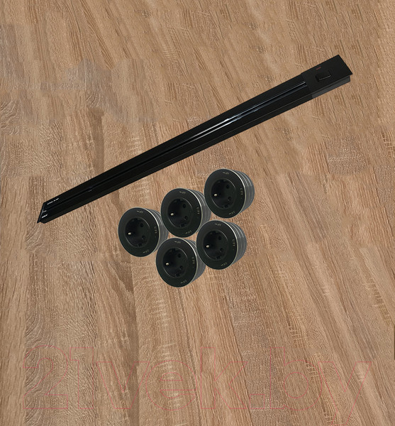 Изображение товара Трековая розетка Track socket Шинопровод 100см + 5 Евро розетки (черный)