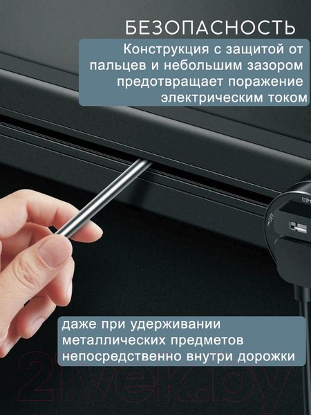 Изображение товара Трековая розетка Track socket Шинопровод 40см + 1 Евро розетка +1 USB розетка (черный)
