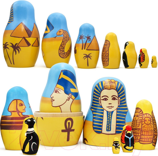 Изображение товара Матрешка сувенирная Брестская Фабрика Сувениров С достопримечательностями Египта / 7336