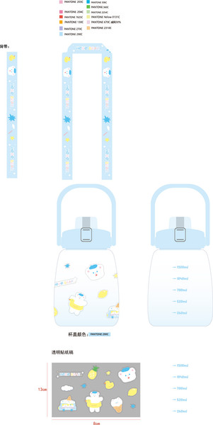 Изображение товара Бутылка для воды Miniso HoHo Bear Summer Sparkling Ice / 8005