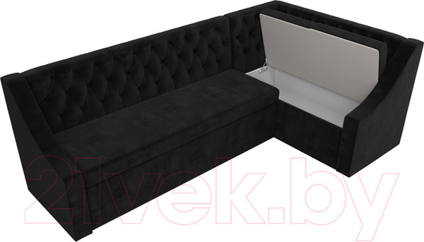 Изображение товара Уголок кухонный мягкий Лига Диванов Мерлин правый / 109429 (велюр черный)