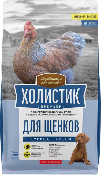 Изображение товара Сухой корм для собак Деревенские лакомства Холистик Премьер. Курица с рисом (1кг)