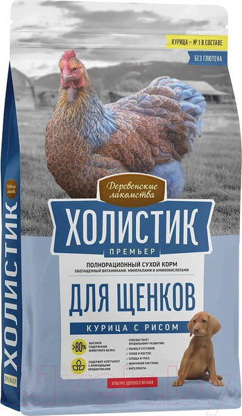 Изображение товара Сухой корм для собак Деревенские лакомства Холистик Премьер. Курица с рисом (1кг)