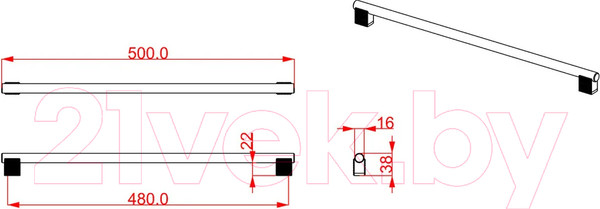 Изображение товара Ручка для мебели Cebi A1240 Diamond MP24 (480мм, черный)