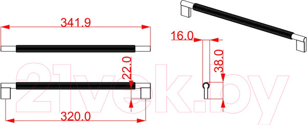Изображение товара Ручка для мебели Cebi A1243 Smooth МР24 (320мм, черный)