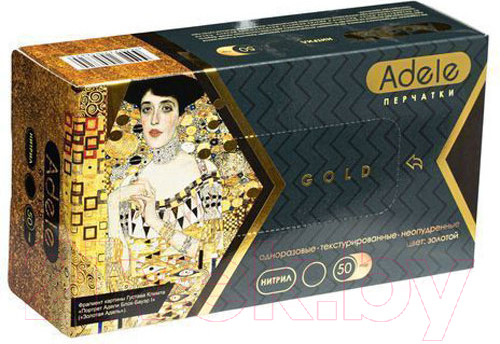 Изображение товара Перчатки одноразовые Adele Для индустрии красоты нитриловые неопудренные / 012М (М, 100шт, золото)