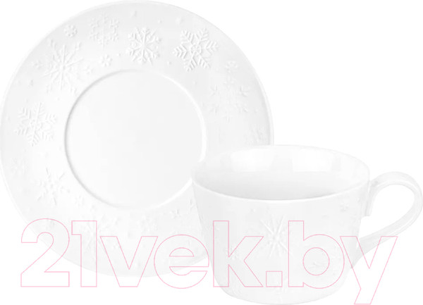 Изображение товара Чашка с блюдцем Elan Gallery Снежинки / 540551