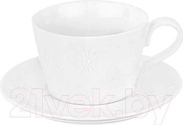 Изображение товара Чашка с блюдцем Elan Gallery Снежинки / 540551