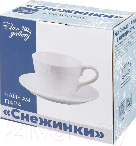 Изображение товара Чашка с блюдцем Elan Gallery Снежинки / 540551