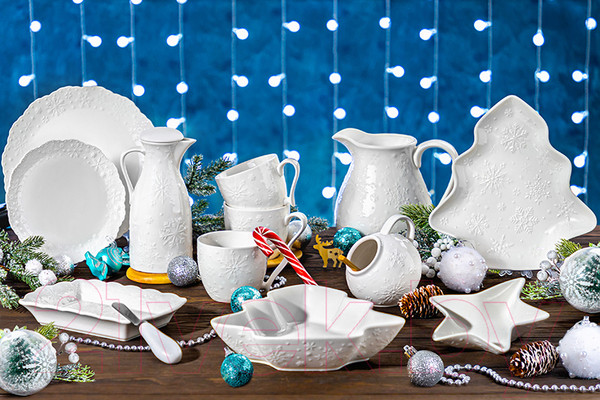 Изображение товара Набор тарелок Elan Gallery Снежинки / 540574