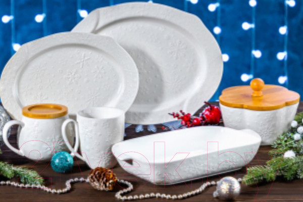 Изображение товара Кружка Elan Gallery Снежинки / 540583 (с подставкой)