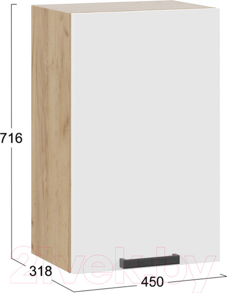 Изображение товара Шкаф навесной для кухни ТриЯ Детройт 1В45 исп.2 (дуб крафт золотой/белый глянец)