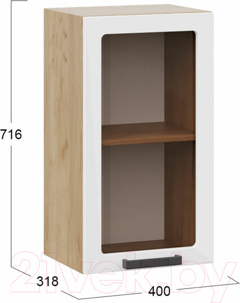 Изображение товара Шкаф навесной для кухни ТриЯ Детройт 1В45С исп.2 (дуб крафт золотой/белый глянец)