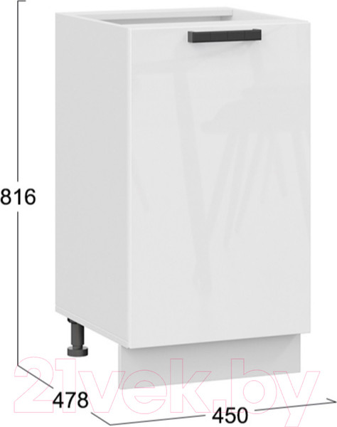 Изображение товара Шкаф-стол кухонный ТриЯ Детройт 1Н45 исп.2 (белый/белый глянец)