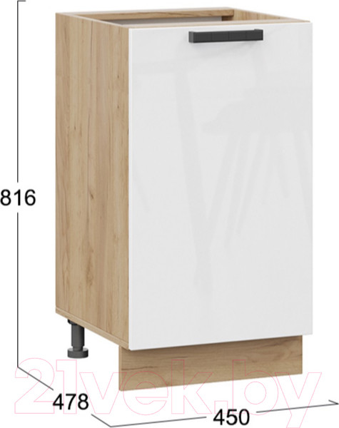 Изображение товара Шкаф-стол кухонный ТриЯ Детройт 1Н45 исп.2 (дуб крафт золотой/белый глянец)