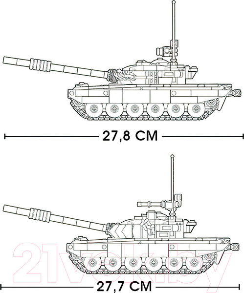 Изображение товара Конструктор Sluban Модельки. Боевой танк Т72 / M38-B1011 (770эл)
