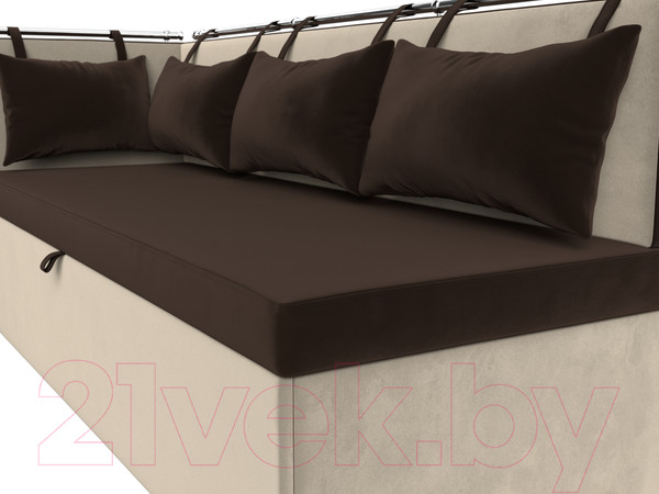 Изображение товара Уголок кухонный мягкий Лига Диванов Метро левый / 105024L (микровельвет коричневый/бежевый)