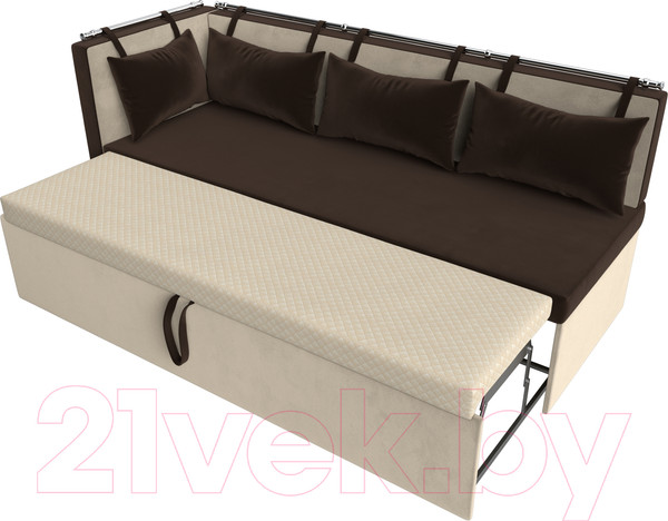 Изображение товара Уголок кухонный мягкий Лига Диванов Метро левый / 105024L (микровельвет коричневый/бежевый)